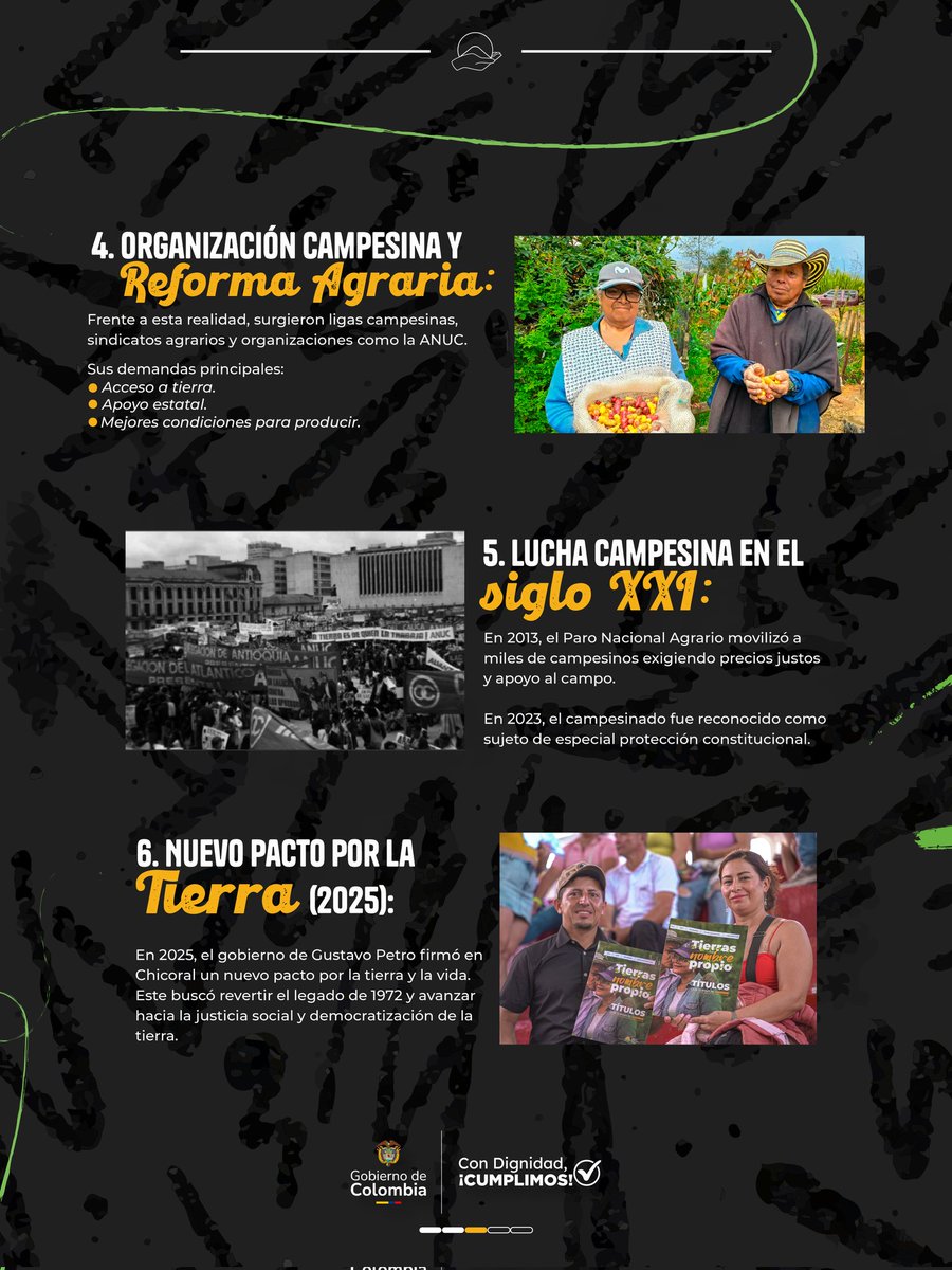 La lucha campesina en Colombia es una historia de resistencia. 🌱

Durante décadas, millones de campesinos han defendido la tierra, y su derecho a vivir dignamente del campo.