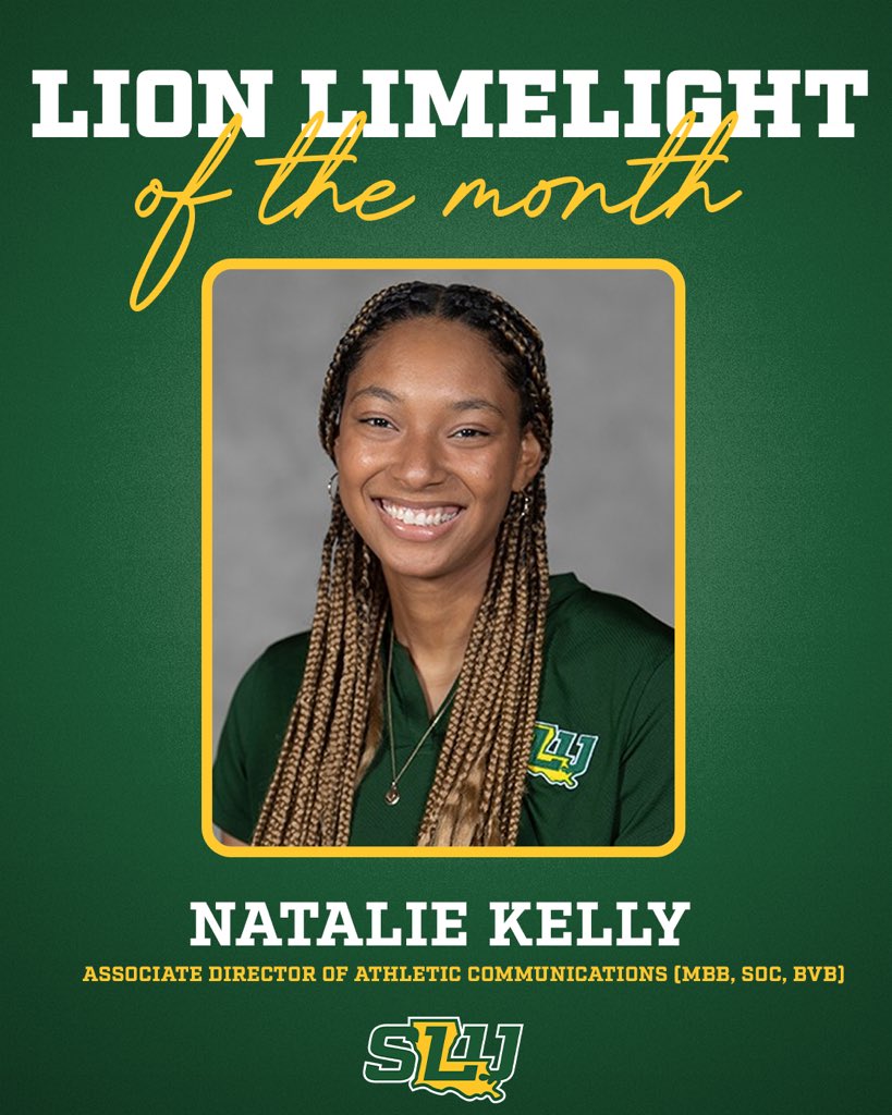 LionUpAthletics's tweet photo. Each month we recognize our staff that go above and beyond for our organization. 

We call it the Lion Limelight! 

This month’s Lion Limelight is Natalie Kelly! Associate director of athletic communications (mbb,soc,bvb)

#LionUp https://t.co/s4BqthPHq1