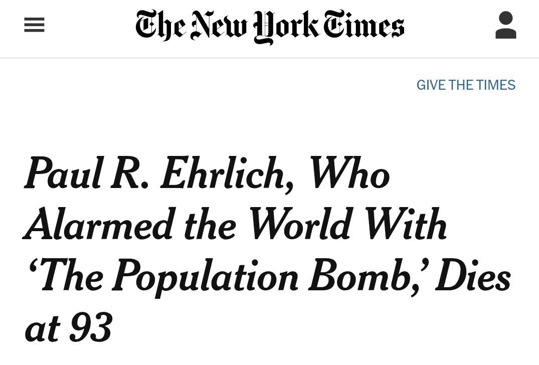 MoreBirths's tweet image. Paul Ehrlich has died, but his pernicious legacy rolls on and on.

In an article, I look at how the organization he founded, Population Connection, is active in schools nationwide, scaring generations of children into having fewer children with bogus fears of overpopulation.