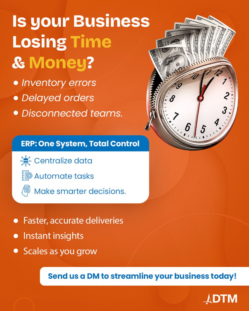 Adtm_Tech's tweet photo. Your next step: let ERP power your growth. DM us or follow for insights.
Discover ERP solutions that scale with your business.
Follow us or DM today every second counts.
#ADTMTech #ERPSystem #BusinessGrowth #DigitalTransformation #OperationsManagement https://t.co/9DptFqXsLF