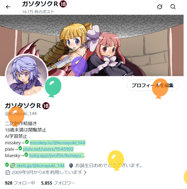 バースデイバルーンとお気に入り去年の過去絵 