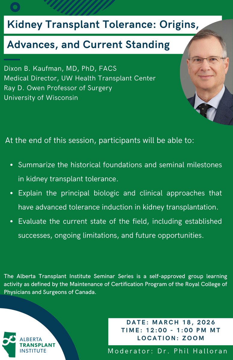 AB_OTDT's tweet photo. t is our great pleasure to host Dr. Dixon Kaufman in our Seminar Series this Wednesday, March 18th.
Phil Halloran

Please check our website to register for their seminar:
https://t.co/sE8oQqVXri https://t.co/au6fqJ0HxD
