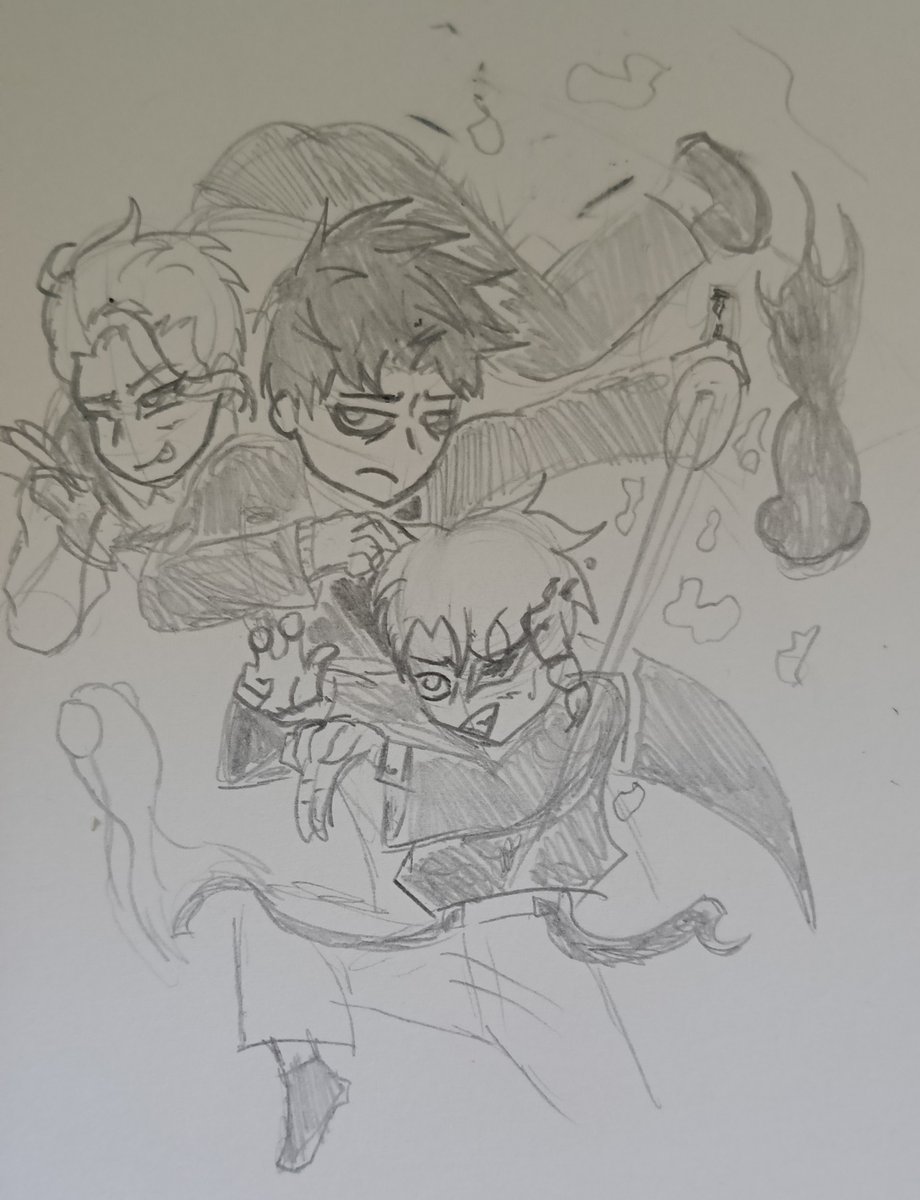 I don't usually post sketches, but i was trying like... Chibis? Or something more simple and geometrical.

P.D. I fucking love Kagurabachi