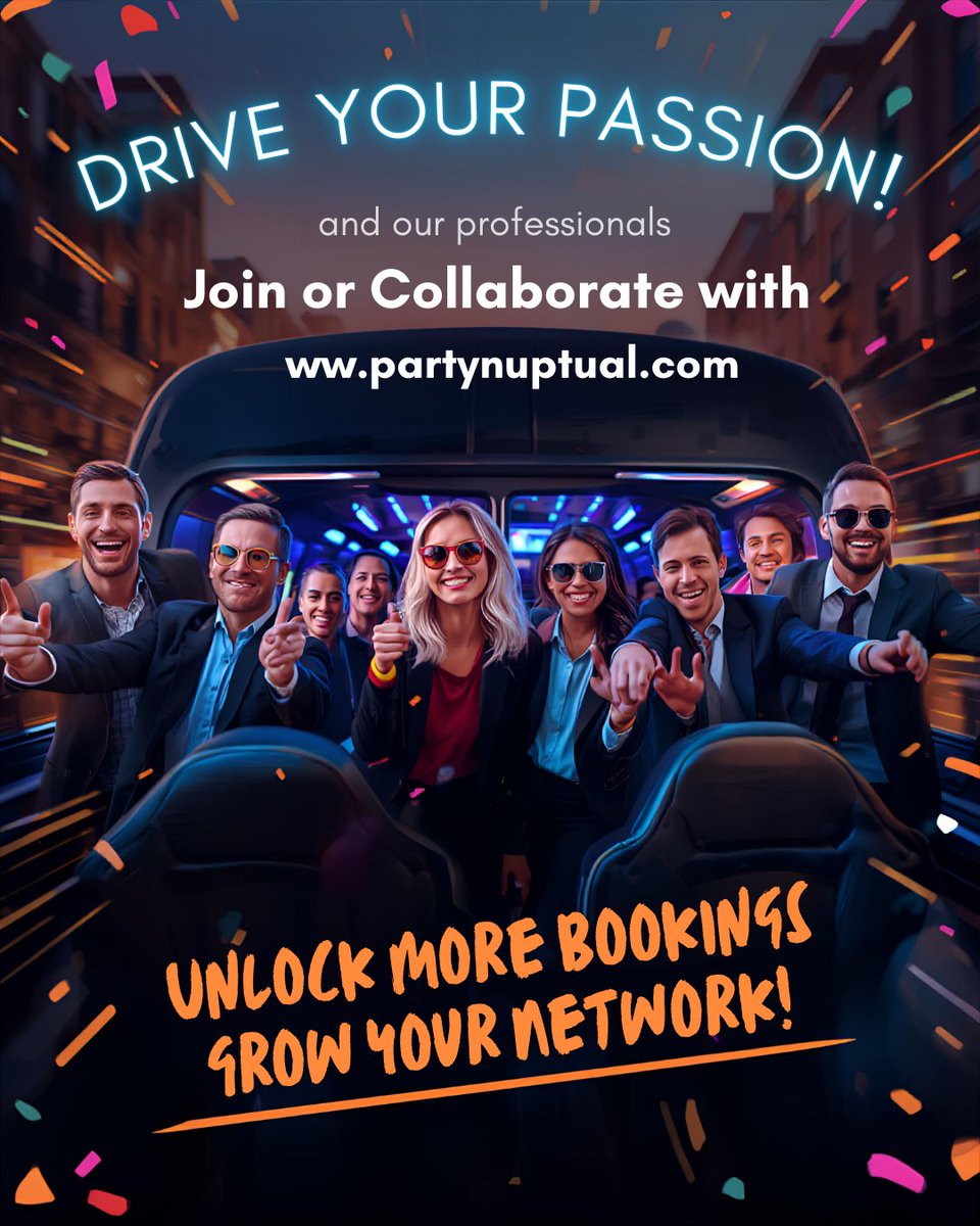 partynuptual's tweet image. Bus professionals on Party Nuptual and connect with clients planning unforgettable celebrations!
Website Link : partynuptual.com

#PartyNuptual 
#PartyBus 
#PartyBusService 
#LuxuryTransportation 
#EventTransportation 
#WeddingVendors 
#EventIndustry 
#CelebrateInStyle