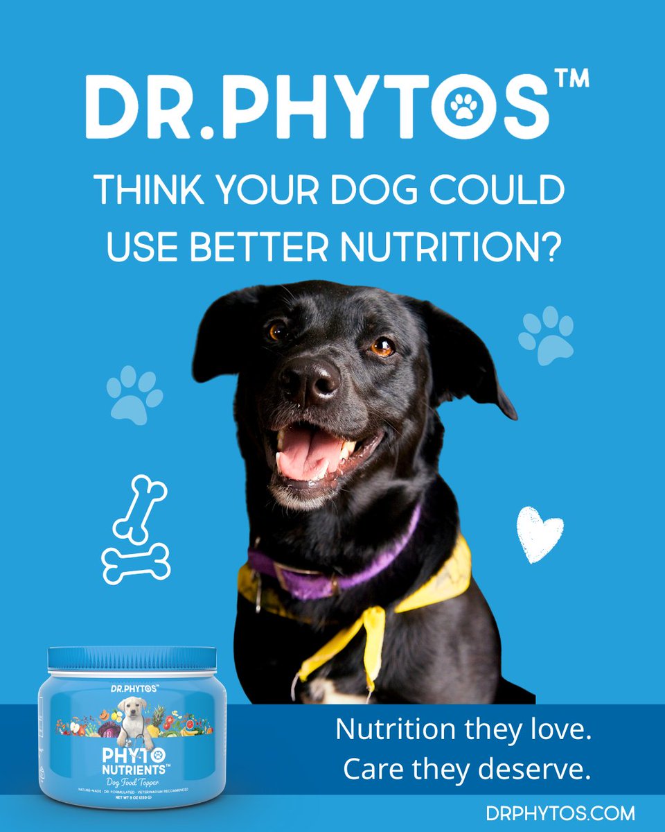 DrPhytos's tweet photo. Dr. Phytos is thoughtfully formulated to support overall wellness, digestion, and vitality as part of your dog's daily routine.

Visit https://t.co/e3hvWmPXxJ to learn more.
.
.
.
.
#DrPhytos #DogNutrition #PetWellness #HealthyDogs #DogHealth #PetSupplements #WholePetCare https://t.co/QI9tQTNdlK
