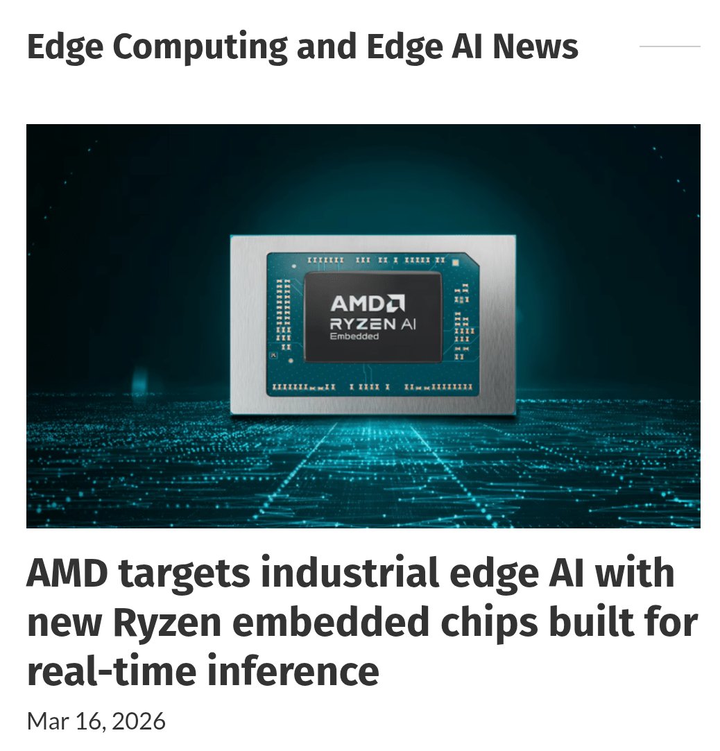 $OSS Technologie Partner $AMD Goes All In on Edge AI and Launches Ryzen AI Embedded P100 Series: A New Benchmark for Industrial Edge AI

<a href="/AMD/">AMD</a> has officially unveiled the Ryzen AI Embedded P100 Series, a next-gen processor portfolio designed to bring scalable, high-efficiency AI