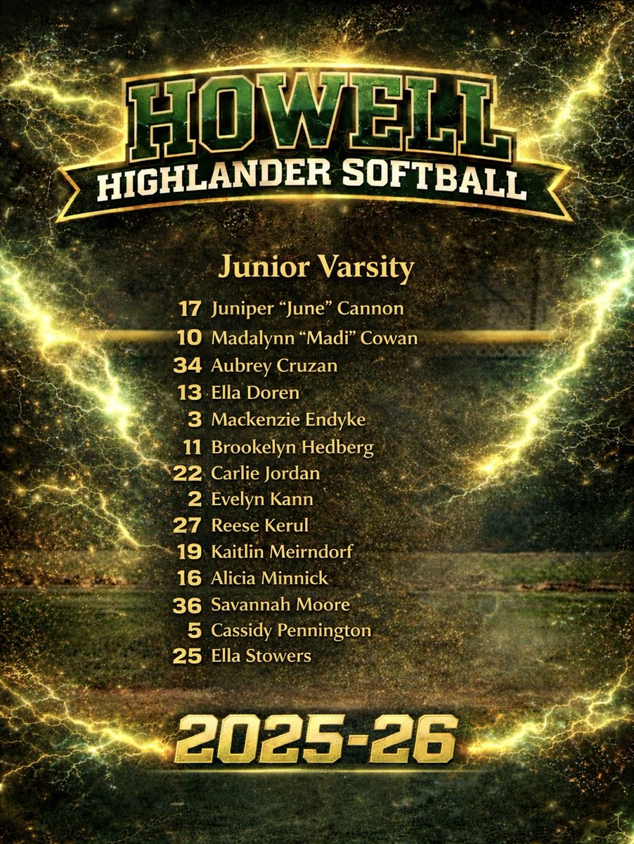 howellsoftball_'s tweet photo. 🥎 MEET YOUR 2025–26 JUNIOR VARSITY HIGHLANDERS 🥎

We’re excited to officially announce the Howell Highlanders Softball Junior Varsity Roster for the upcoming season.

💚💛 https://t.co/iK1k65DZtx