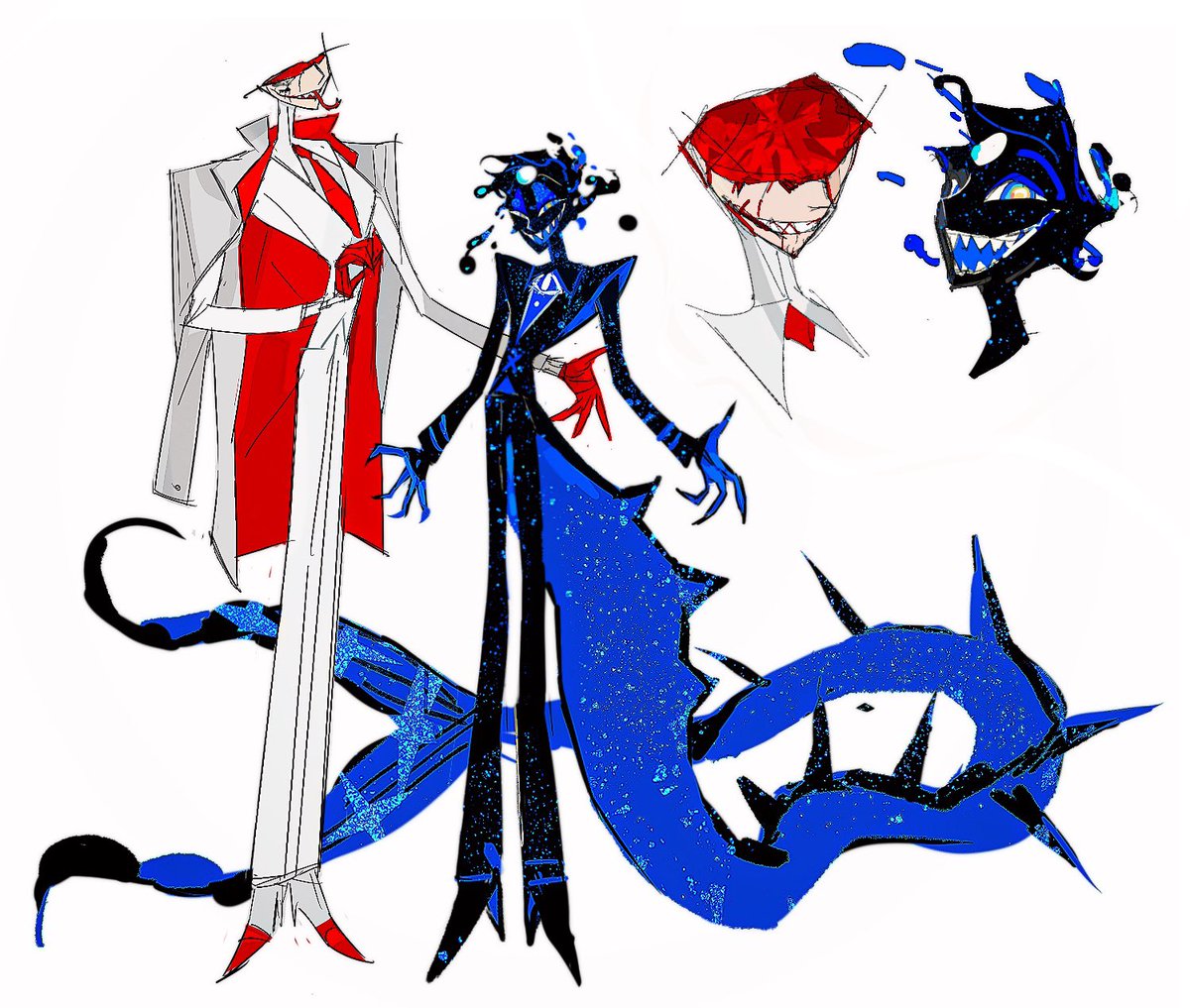 Star_andDiamond's tweet image. Tried putting my OC into the Hazbin Hotel style 🧐

Gotta say, my half-headed guy actually fits the style pretty well🩸🩸🦷
#HazbinHotel #HazbinHoteloc #oc
