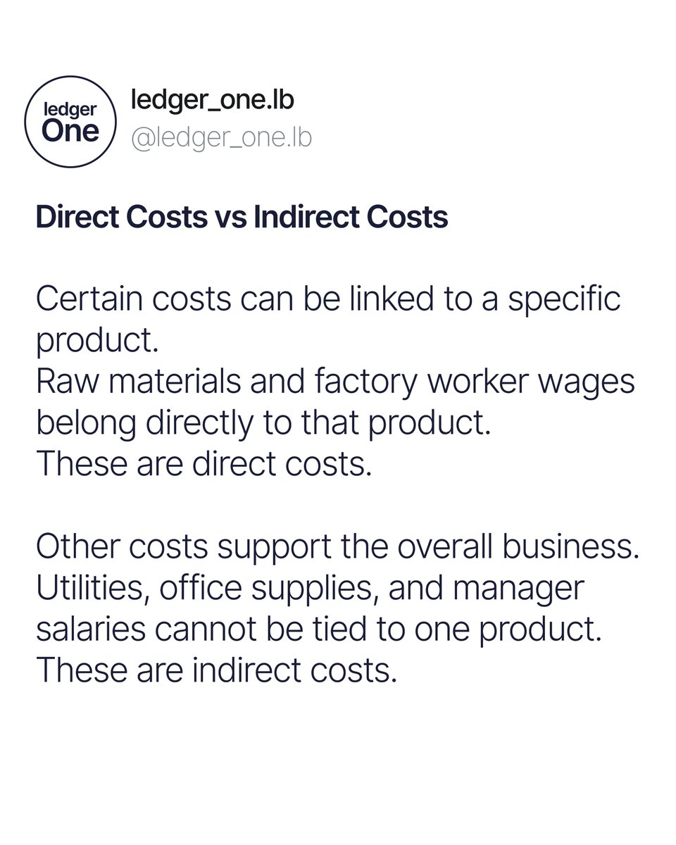 Ledger_one_lb's tweet image. Understanding different cost types helps you see where your money actually goes.From fixed and variable costs to direct, indirect, and sunk costs, each one affects how a business operates and makes decisions.#AccountingBasics #BusinessCosts #EntrepreneurTips #FinanceKnowledge