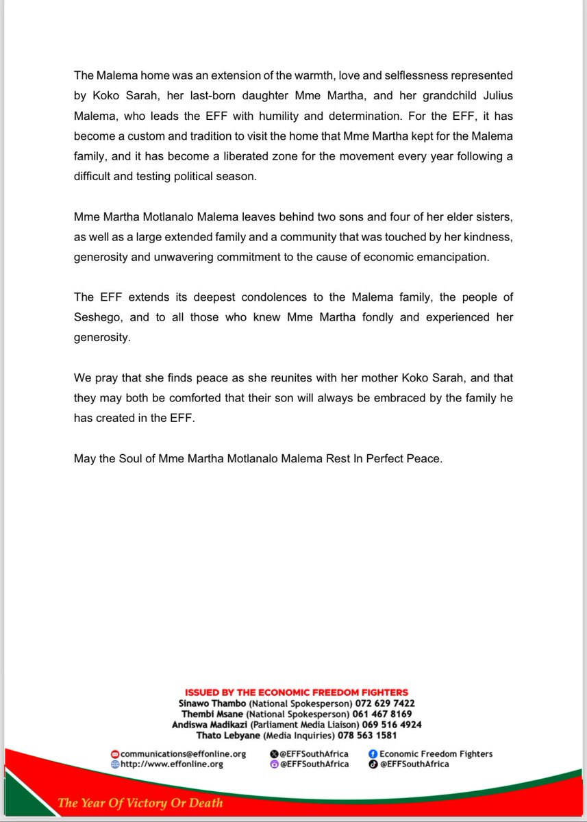 Economic Freedom Fighters tweet media