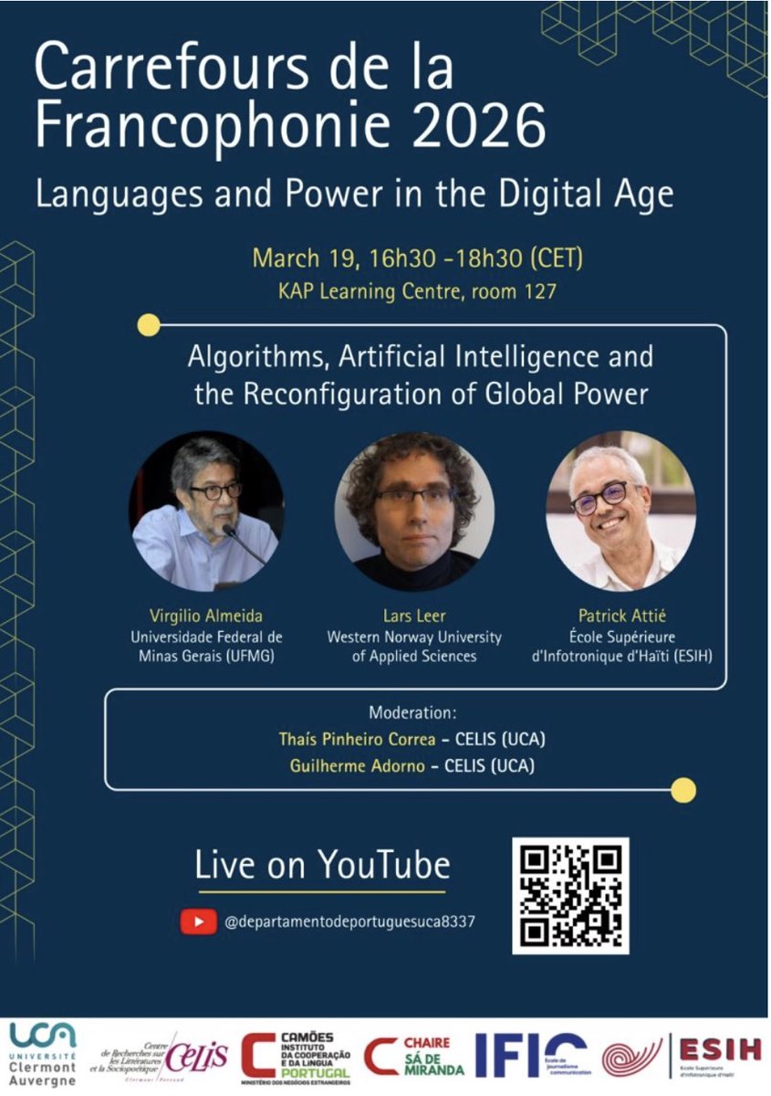 Here is the announcement of a timely and relevant debate on AI, algorithms, and the reconfiguration of global power.