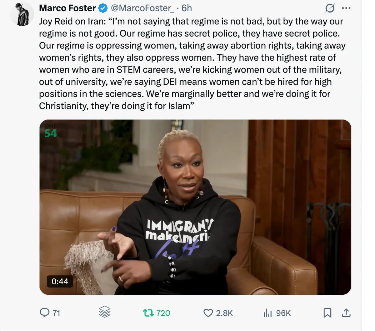 WajahatAli's tweet photo. Joy-Ann Reid INFURIATES MAGA By Sharing Uncomfortable Truths About White Christian Nationalism and Pro-Israel Extremism

MAGA remains triggered after Joy-Ann Reid compares Iran's Islamic Republic to Trump and MAGA's regressive cosplay Christianity

https://t.co/PhXlTXjU1K https://t.co/uFt7KdFsI2