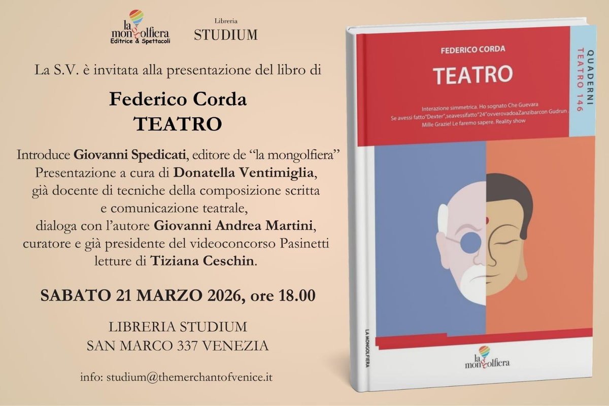 corda_f's tweet photo. @studiumvenezia @GAndreaMartini #libro #teatro #drammaturgia https://t.co/NP1Mwzwzov