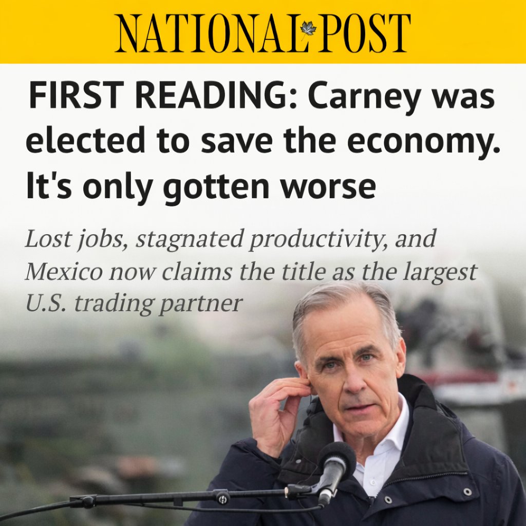 2021Ccmbc's tweet image. 🇨🇦 Canada elected #MarkCarney promising the calm authority of a central banker who would fix the economy. Yet nearly a year later the headlines read like the opposite. 

Growth remains sluggish, investment weak, and the federal deficit projected around C$78 billion, roughly