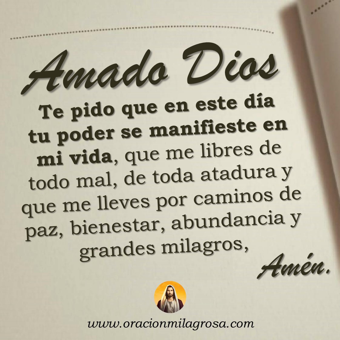 ORACIÓN A DIOS PARA DESTRUIR PROBLEMAS, DEUDAS, POBREZA Y TODO MAL: Haz esta oración para acercarte a Dios, entregarle tu vida, tus luchas, tus necesidades y pedirle al Señor que sea tu guía, tu guardián y tu generoso proveedor.

Haz esta oración en: oracionmilagrosa.com/2025/02/escudo… 🌿