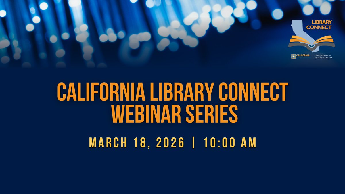 How can libraries extend WiFi beyond their walls? Join our California Library Connect webinar to learn about hotspots, outdoor WiFi, and new funding.

Register here:
shorturl.at/lBKUY