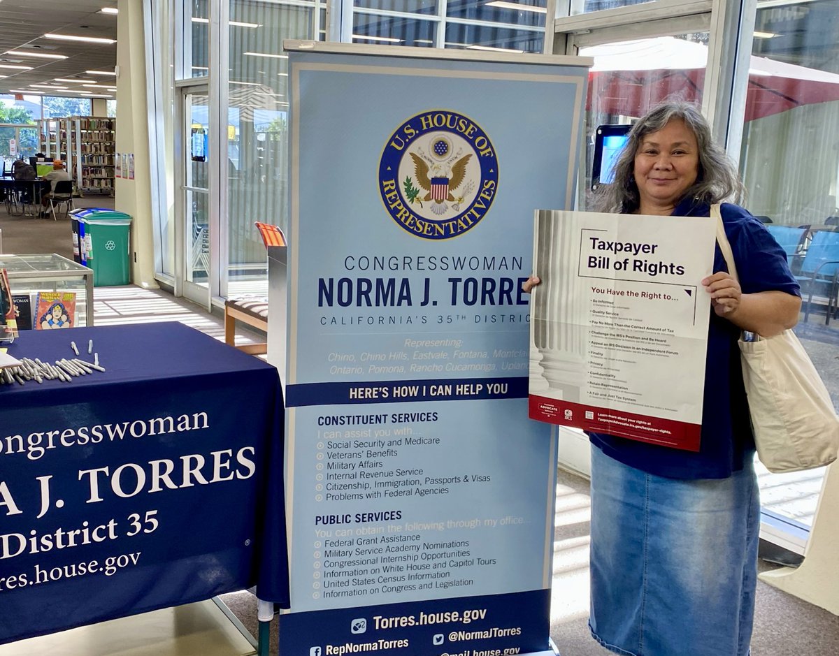 NormaJTorres's tweet photo. Tax season is heating up as we approach Tax Day! Need help with your 2025 tax return or IRS casework?

Stop by #CPPVITA at the Pomona Public Library. #TeamTorres will be signing people up at our table every Saturday, 11:00 AM – 3:30 PM. https://t.co/PuRtJM5Il5