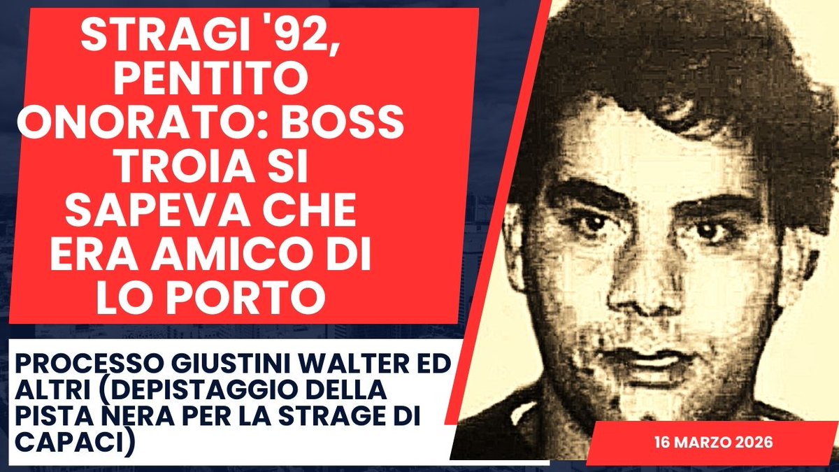 malgradotutto's tweet image. Stragi '92, pentito Onorato: boss Troia si sapeva che era amico di Lo Porto #16marzo 
Processo Giustini Walter ed altri (Depistaggio della pista nera per la strage di Capaci) - #16marzo
⬇️VIDEO: 
youtu.be/pABBW0zjCsk