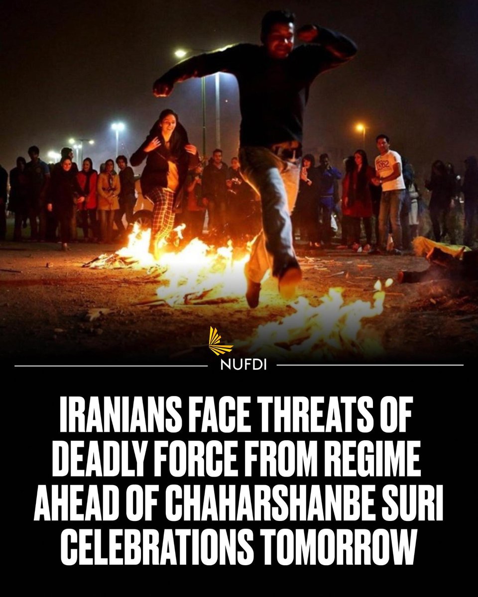 Tomorrow night, Iranians around the world will celebrate Chaharshanbe Suri, a fire festival that celebrates the triumph of light over darkness.

The regime has threatened to use deadly force tomorrow if Iranians celebrate this ancient tradition.

Keep all eyes on Iran.