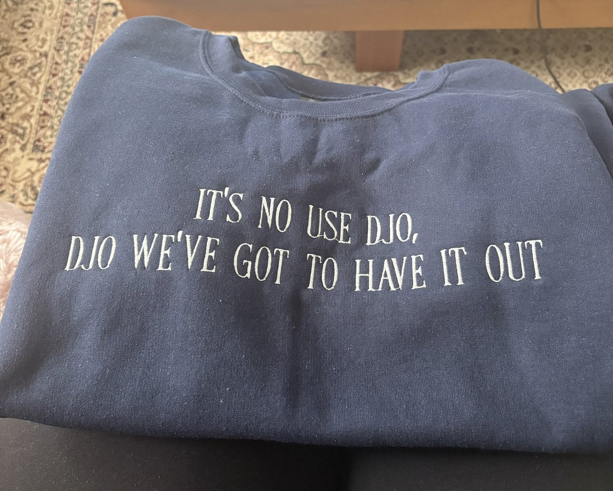 basicallydjo's tweet photo. Everyone look at the sweatshirt my roommate got me for my birthday https://t.co/PcMLIfEByf