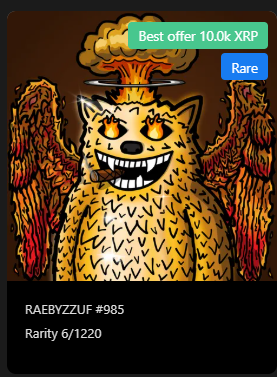 FiendFuzzy's tweet photo. This $FUZZY NFT has a 10,000 XRP offer on it 🤯

So FUZZING bullish

I believe it belongs to @CaptainHankie https://t.co/kO92jR4Rgi