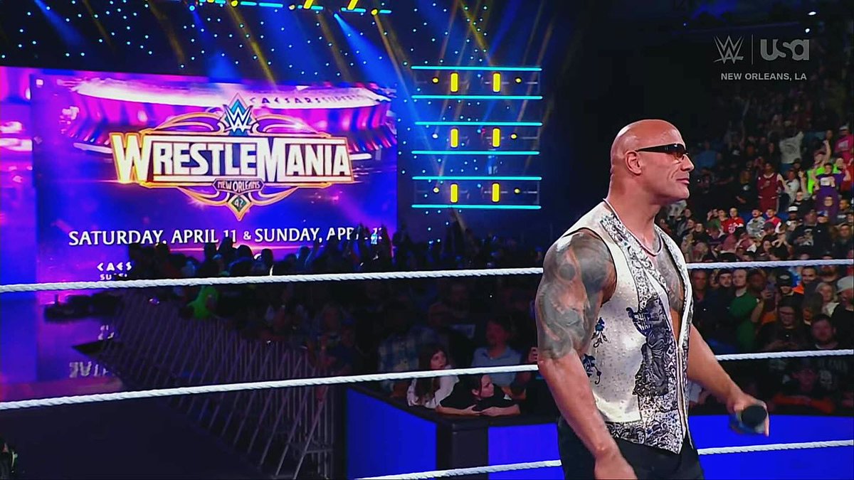 AmbrLeila's tweet photo. R3P0RT: The original plans called for The Rock vs Roman Reigns at WrestleMania 42 in New Orleans and The Rock announcing it on SmackDown was all part of the plan. 

Yes, we were all robbed! (Part-1) https://t.co/jDd4z3O1x8