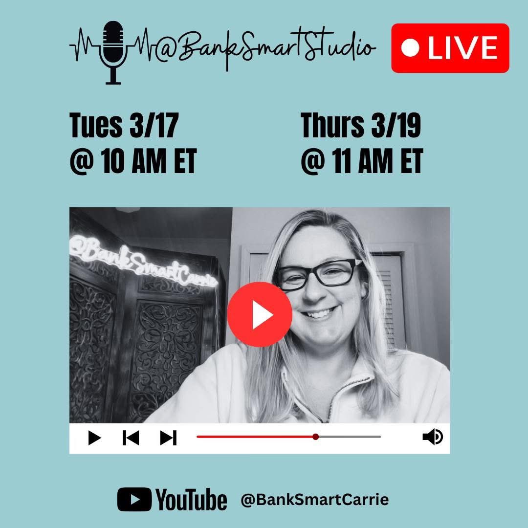 BankSmartCARRIE's tweet image. Hey, Smarties! We're in The @banksmartstudio 🎙this week:
- 3/17 @ 10:00 AM ET
- 3/19 @ 11:00 AM ET

Current thoughts: AI flyers, #PiDay antics and the #retailbanking leadership glow-up nobody is talking about.

What's on your mind for the week?

📺: youtube.com/@BankSmartCarr…