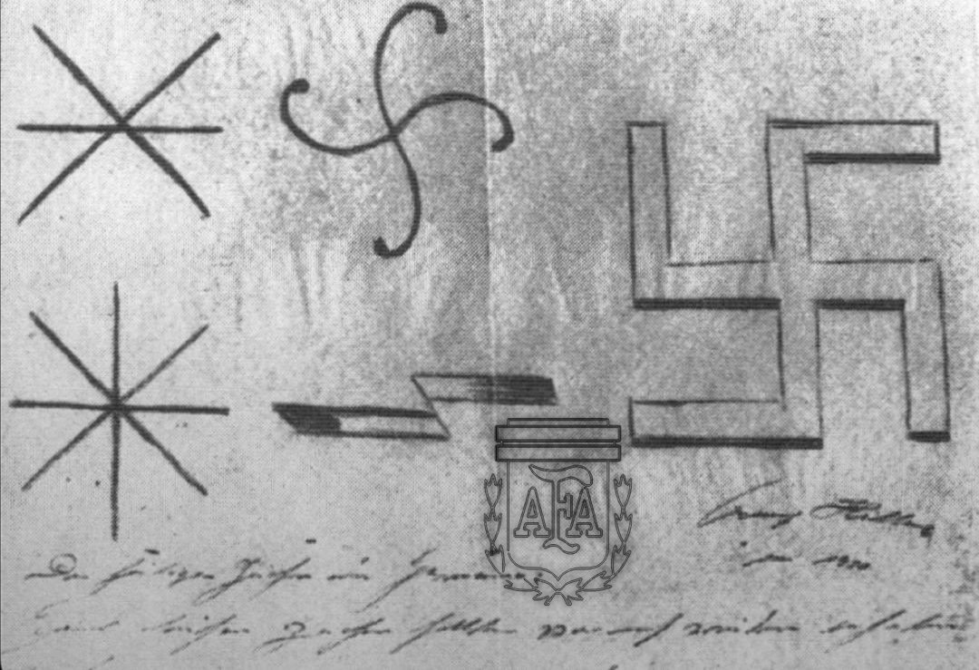 fascinante! 🤯🤯
los primeros bocetos de hitler muestran diferentes diseños para la bandera de la alemania nazi