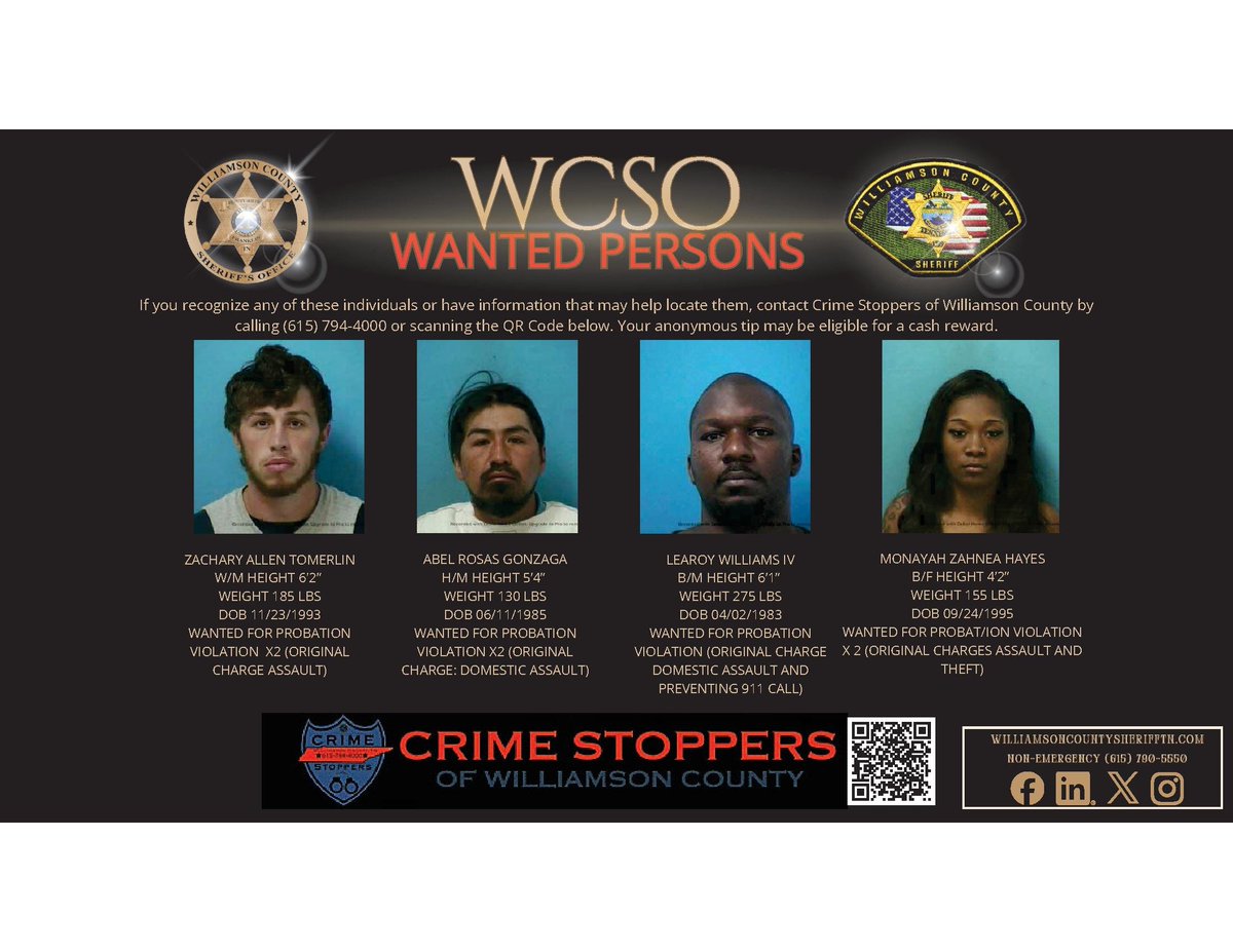 WCTN_CS's tweet photo. **UPDATED WANTED PERSONS**  🚨📷https://t.co/mXkNPAOZbx OR CALL 615-794-4000 TO SUBMIT AN ANONYMOUS TIP WITH A CALL TAKER. CASH REWARD FOR TIP LEADING TO ARREST https://t.co/C1J2NMK1Qz