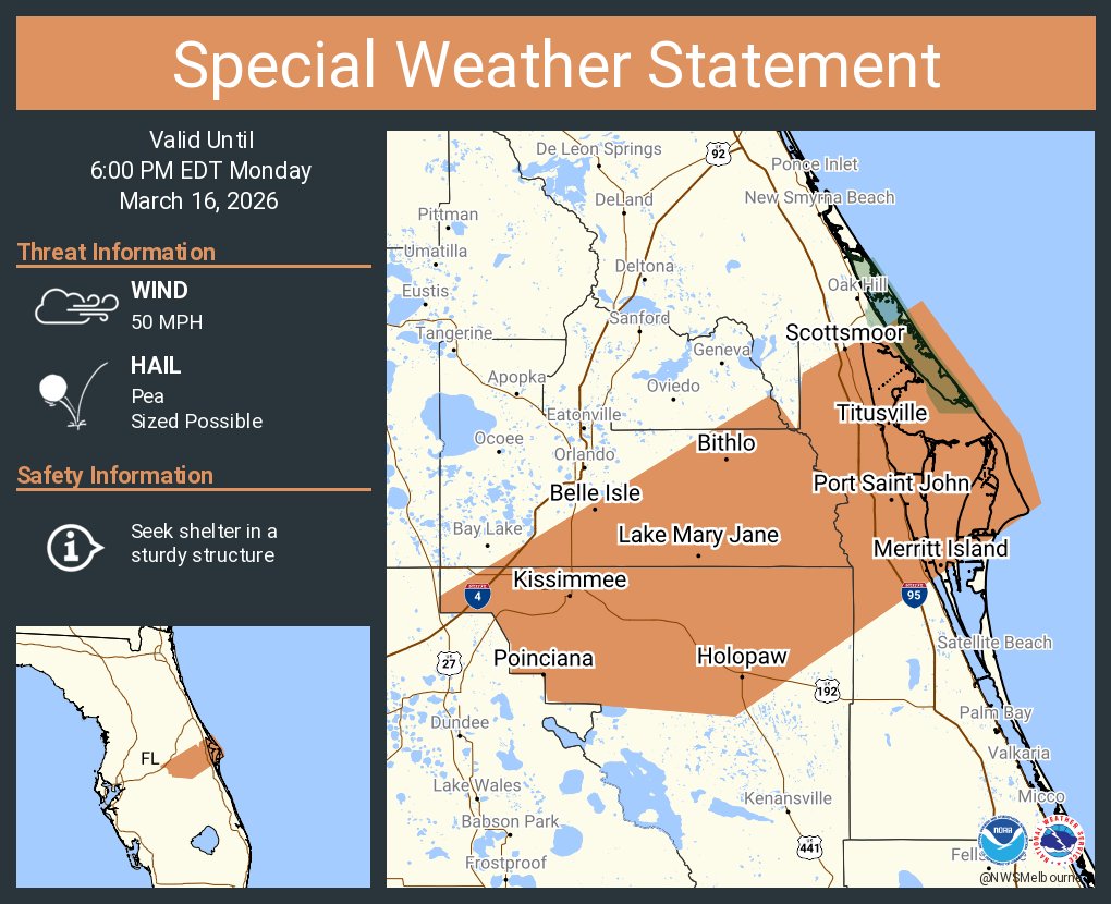 A special weather statement has been issued for Kissimmee FL, Poinciana ...