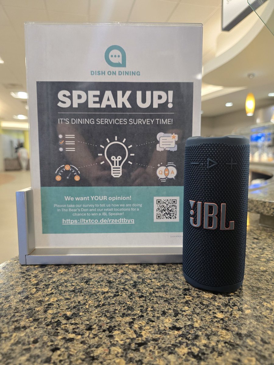 ShawneeDining's tweet photo. Your opinion matters! Please take our survey to tell us how we are doing in The Bears Den and our retail locations for a chance to win a JBL speaker! https://t.co/S5TXHaagNz https://t.co/QIwnfYtmsx