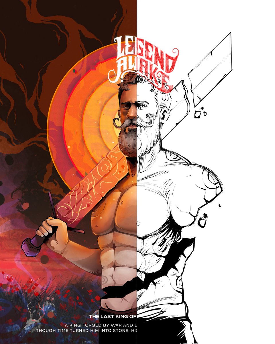 ajfearixus's tweet photo. He lost an arm, not his legacy. 🗡️
⚔️ The Last King of the Living Sword
Character Illustration by: @jack_ac_art
Typography Concept & Art Direction by:
@ajfearixus @photoshop @Adobe #typography #design #digitalart #art #poster #warking #legend #artwork #typeface #designart https://t.co/uL1XfVKcxy