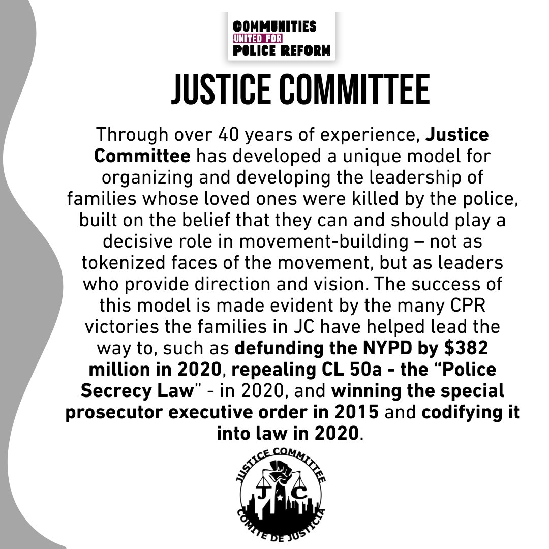 changethenypd's tweet photo. CPR is a coalition ​of grassroots and legal organizations ​that​ have ​worked diligently to​ reimagine public safety and have made past CPR wins possible. Follow along this week as we highlight some of the organizations behind this movement and their critical work. @watchthecops https://t.co/l5ib472pnv