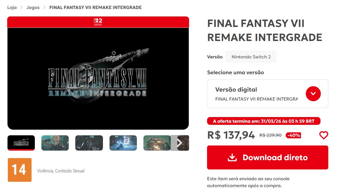 🔴A versão de Nintendo Switch 2 de Final Fantasy 7 Remake Intergrade ...