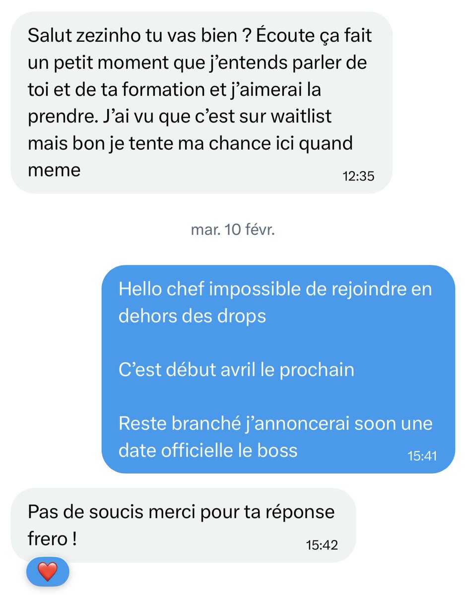 C'est absolument impossible de rejoindre la Zecom Academy en dehors des drops.

Notre but c'est de scaler les résultats des membres et non le nombre de membres.

Et ça fonctionne très bien, car aucune autre formation n'a fait générer autant de chiffres à ses membres en seulement