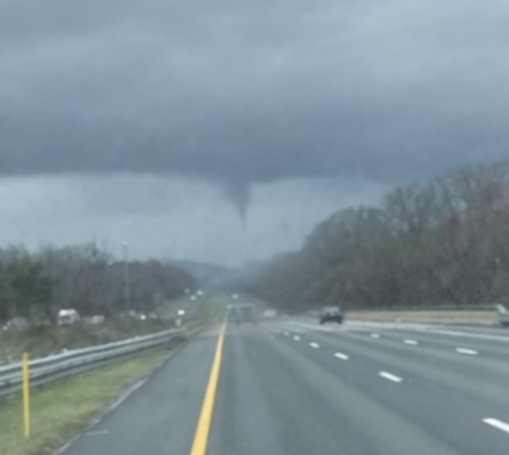 Possible Funnel Cloud/Tornado seen on I-70 in Howard County around Noon today! 👇 Photo: Jen Metcalf