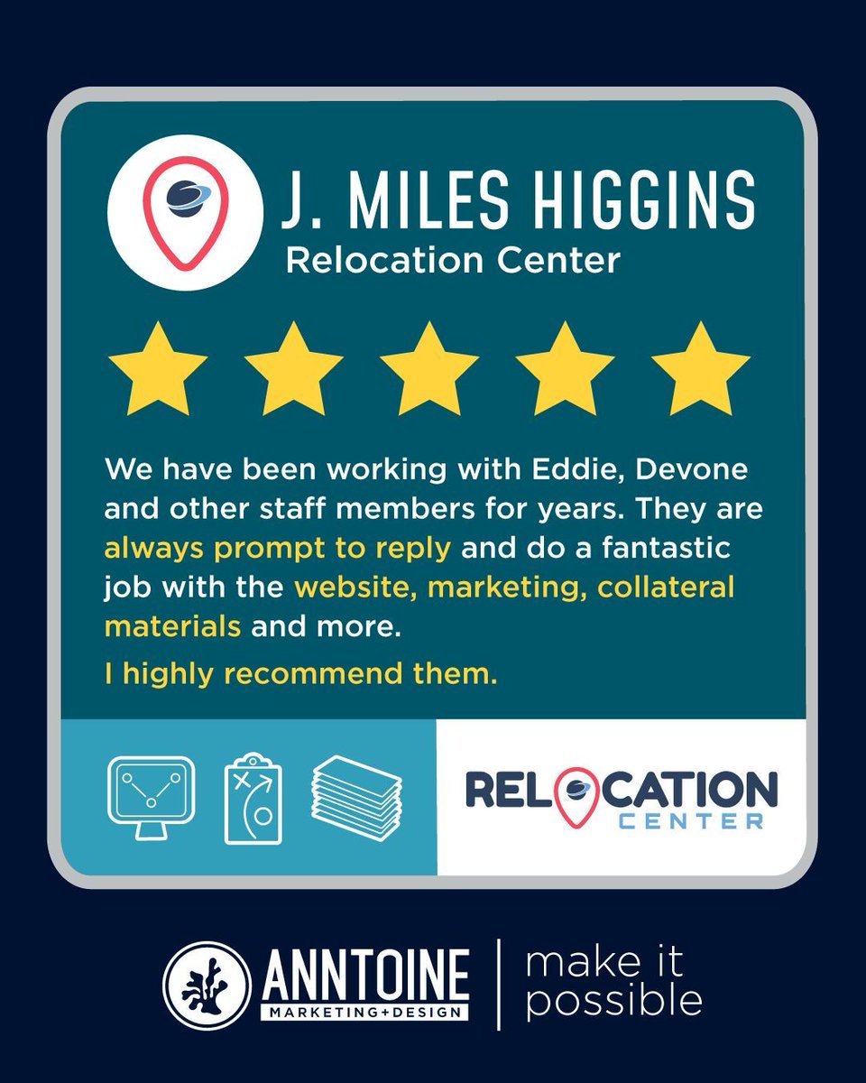 anntoine_md's tweet photo. Great partnerships are built over time.

We’ve had the privilege of working with Relocation Center for years, supporting their team with website development, marketing, and collateral materials. It’s rewarding to help businesses grow and evolve through strategic creative work. https://t.co/L9E308GuW6