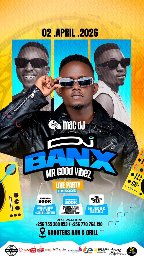 DeejBanxx's tweet photo. 🔥 Don’t miss this party, fam!

Introducing another entertainer on the lineup — #MacDj Mr. Showtime 🎧✨

📍 @ShootersBar_Mbr 
📅 2nd April 2026

Pull up for the vibes! 🕺💃

#DjBanxLivePartyEpisode
#MrGoodVibez https://t.co/3rvjVu8KIM
