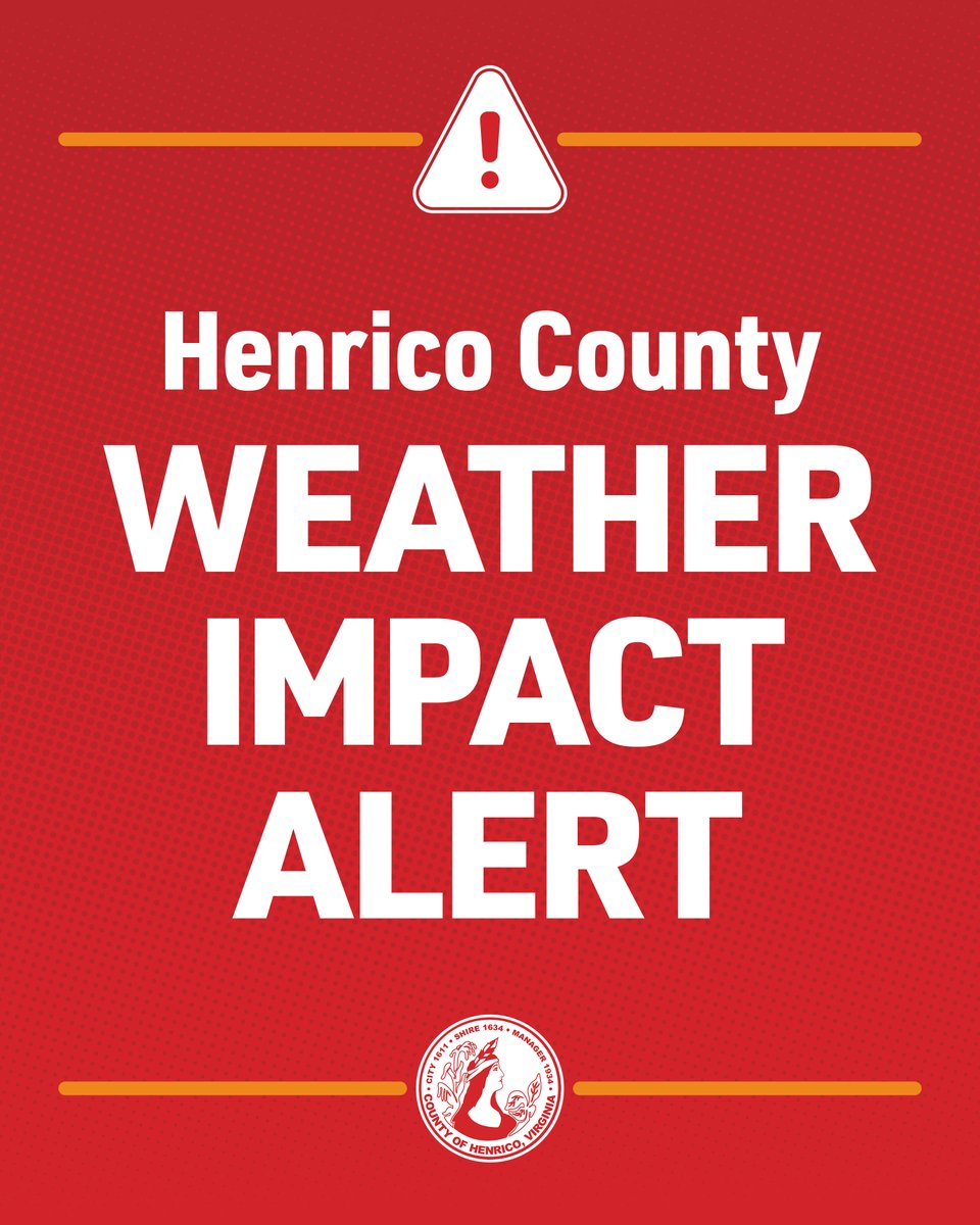 HenricoNews's tweet photo. Henrico County agencies may be affected by incoming inclement weather Monday, March 16.

Closures:
- Noon: Libraries, parks, rec centers, courts and public-use areas
- 1 p.m.: Henrico MHDS and Dept. of Soc. Services
- 2 p.m.: Trash collection suspended

https://t.co/DCtvnMIWxv https://t.co/z3wJ3uN8rp