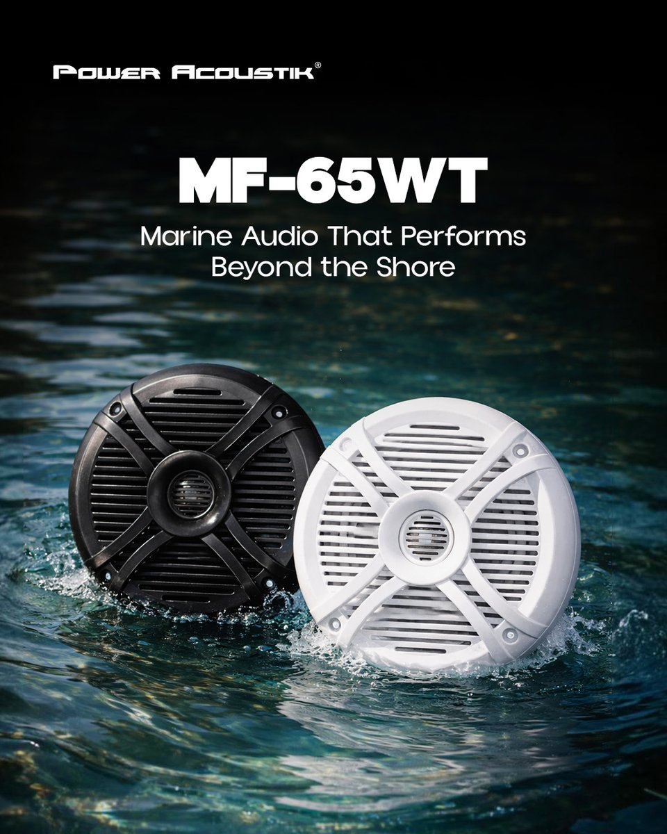 PowerAcoustik's tweet photo. The MF-65WT Marine Speakers deliver clear, powerful sound built to withstand water, sun, and salt so your soundtrack keeps going long after you leave the shore.
Explore marine audio at Power Acoustik

#PowerAcoustik #MarineAudio #BoatSpeakers #WaterproofSound #OutdoorAudio https://t.co/FsuWAuuatk