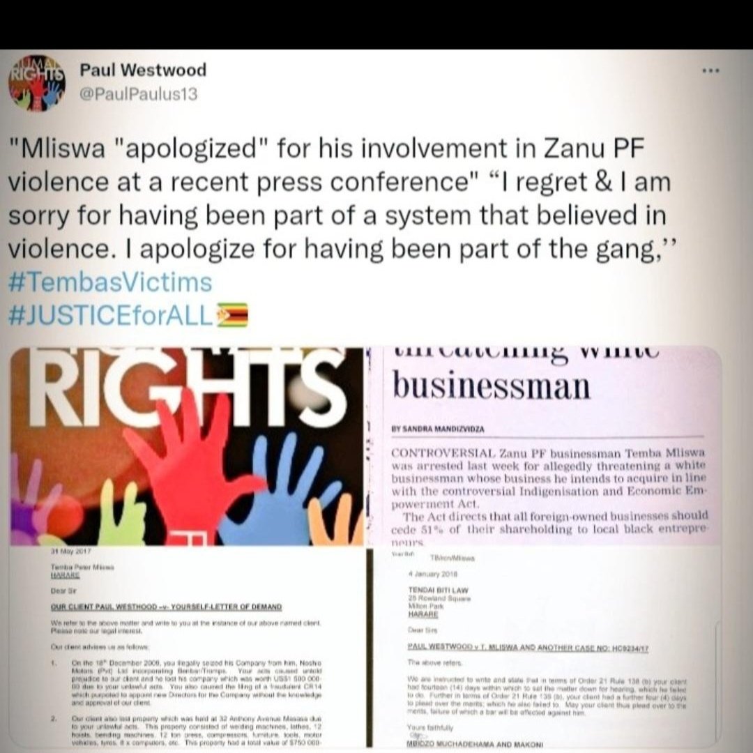 PaulPaulus13's tweet photo. https://t.co/rz0BVuzXiV

17years ago yet2this day #Mliswa remains scot-free untouchable above #RuleofLaw hiding behind his political connections to avoid accountability #Justice2026 #WestwoodsCase26 #Zimbabwe #ZimRights #ZimGovt #Zimpolitics #ZimJustice @kerinamujati @noto2030 @IsaacMakomichi 
#WeWantJustice #JusticeForAll #victims #Rights violations #Investment #Justice4Westwoods #ReEngagement #Commonwealth