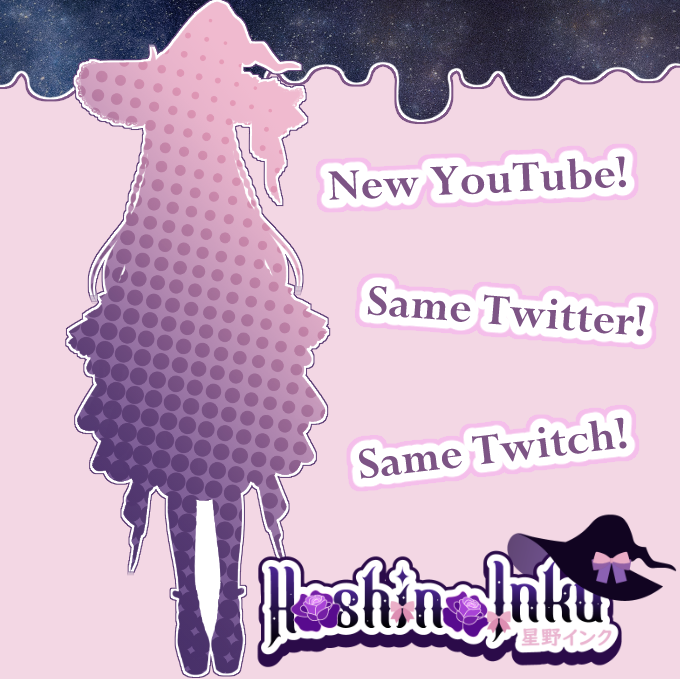 Hoshino_Inku's tweet photo. Clearing up some questions about my rebrand...

✒️ New YouTube!
💫 Same Twitter!
✒️💫 Same Twitch!

I'll be doing my best to be easy to find, so my Twitch and Twitter names will change closer to April 10th~! Thanks for understandiiing. https://t.co/oqeOe5Nqq9
