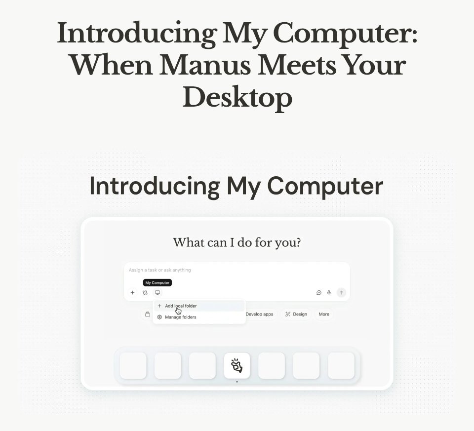 Manus launches My Computer for local macOS and Windows control