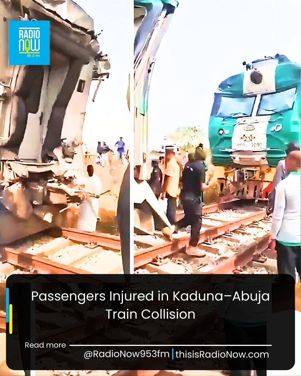 RadioNow953FM's tweet image. Several passengers have been injured after a train travelling from Kaduna to Abuja was involved in a collision on Monday morning. Read More: thisisradionow.com/passengers-inj…

#kadunaabujatrain #train #kaduna #abuja #news