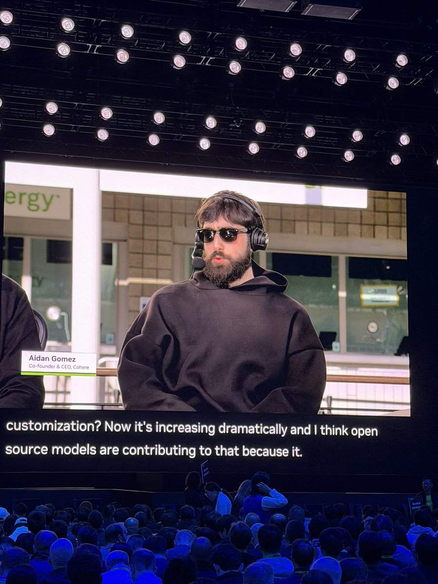 alexeheath's tweet photo. The AI CEOs all decided to wear black with sunglasses for the GTC pregame show https://t.co/nQSOr6dRzx