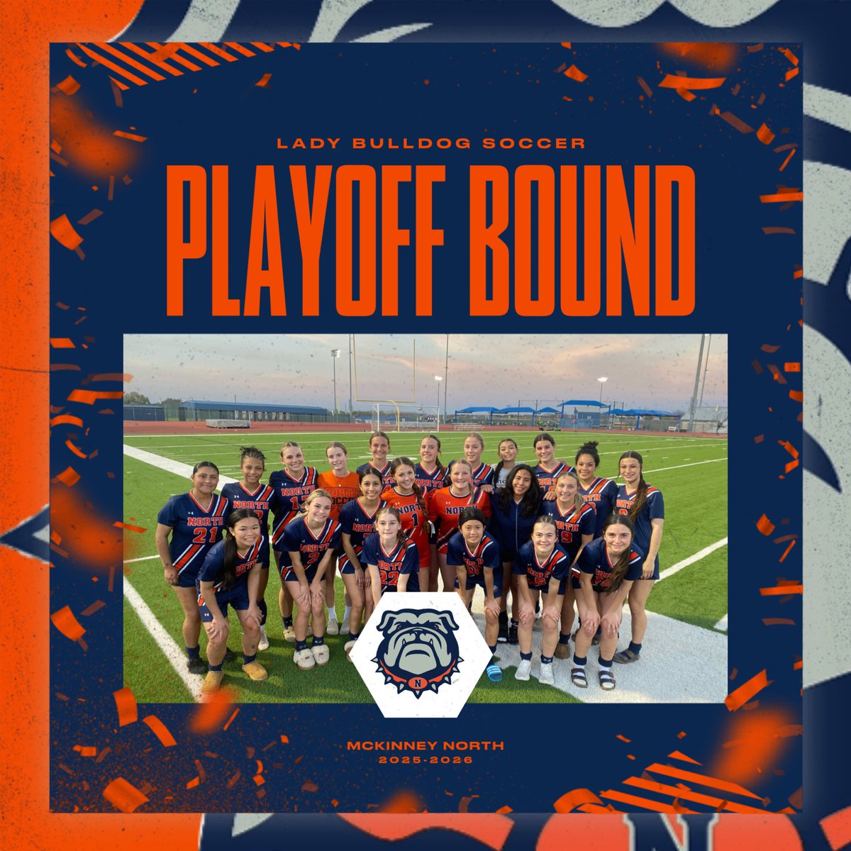 mnhs_gsoccer's tweet photo. Your Lady Bulldogs are Playoff Bound!!! 🎉 🎉Congratulations for earning your place!💪💙 First round details to come…. #TDW #P4E @McKISDAth https://t.co/UKh2bG3OMz