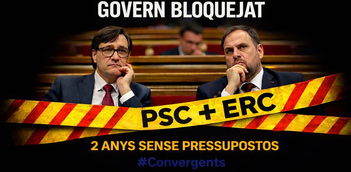 Dos anys sense pressupostos.
Projectes aturats. Inversions bloquejades.

Això és el que passa quan Catalunya no té ni estabilitat política ni un finançament just.

El país necessita governabilitat i més capacitat de decisió.