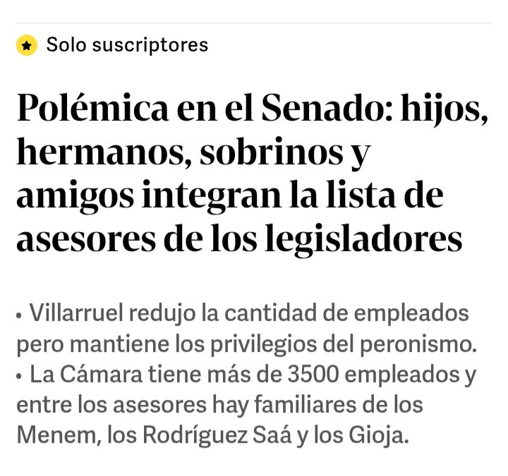 Es un escándalo la cantidad de asesores que tiene el Senado. Hay familiares de Mayans, los Menem, los Rodriguez Saá y los Gioja. Son una banda de ñoquis.