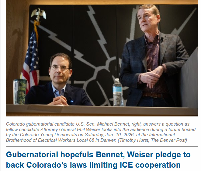 Colorado: Top two Democrat Candidates WILL continue Colorado's Sanctuary State status if elected...

from the article: "The two Democratic candidates vying to be Colorado’s next governor  defended the state’s laws limiting cooperation with federal immigration  efforts during a