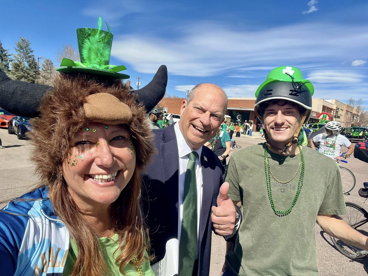 StanVanderWerf's tweet photo. Had so much fun at the St. Patrick's Day Parade in downtown Colorado Springs on Saturday. Many of my friends were there including Stephanie Edwards, Gina Sacripanti, Shawn Murray, Torrie Giffin (and her son Levi), Bob McLaughlin, and many more. Went to Cowboys, a fundraiser for Mt Carmel. Mt Carmel does so much for our veterans! Bob invited me to walk in the parade with Mt. Carmel Veterans Service Center so I did! Thanks Bob! Thank you to all our vets for their service! And thanks to all who deliver this great St Patrick's Day parade. It is good to honor our heritage!